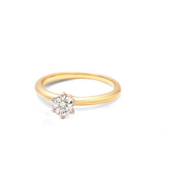 Pierścionek soliter złoto two tone 14 K - 0,50 ct brylant - obrazek 2