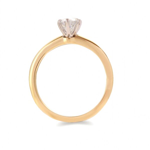 Pierścionek soliter złoto two tone 14 K - 0,50 ct brylant - obrazek 3
