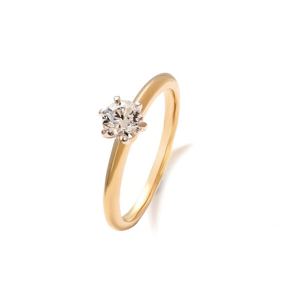 Pierścionek soliter złoto two tone 14 K - 0,50 ct brylant - obrazek 6