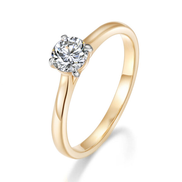 Pierścionek zaręczynowy złoto two tone 14 K - 0,50 ct brylant - obrazek 2