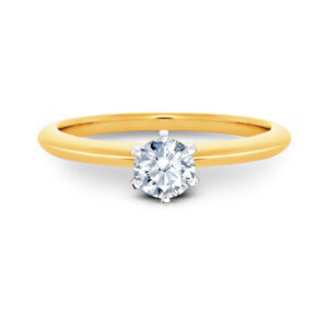 Pierścionek soliter złoto two tone 14 K - 0,50 ct brylant