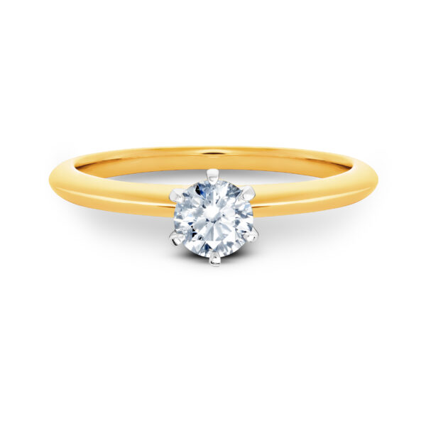 Pierścionek soliter złoto two tone 14 K - 0,50 ct brylant