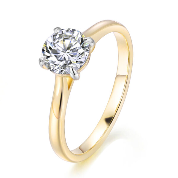 Pierścionek zaręczynowy złoto two tone 14 K - 1,00 ct brylant - obrazek 2