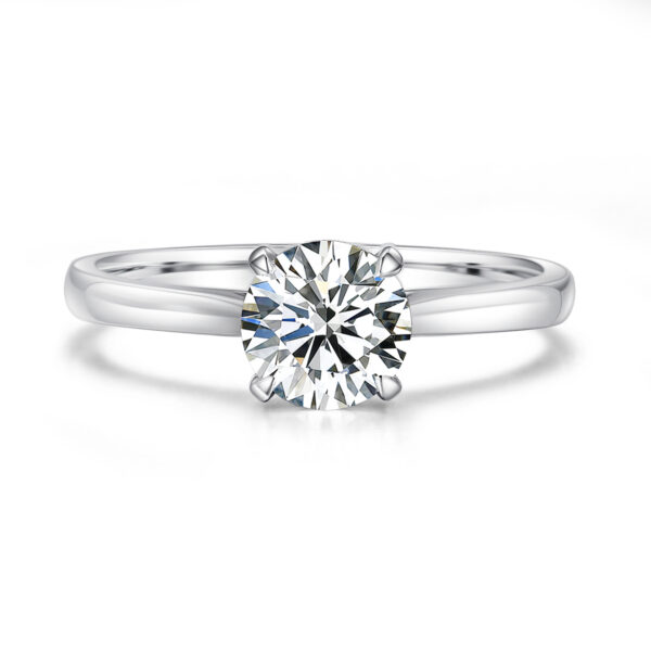Pierścionek zaręczynowy białe złoto 14 K • 1.00 ct brylant - obrazek 2