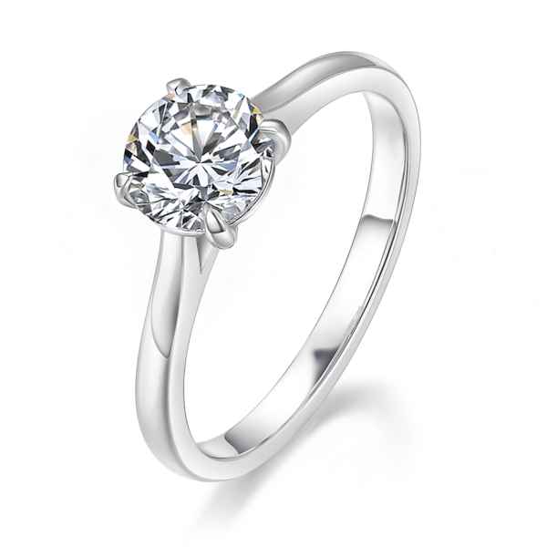 Pierścionek zaręczynowy białe złoto 14 K • 1.00 ct brylant - obrazek 3