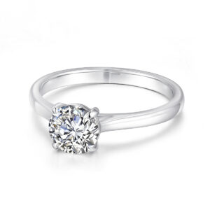 Pierścionek zaręczynowy białe złoto 14 K • 1.00 ct brylant