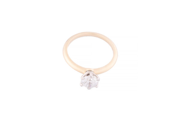 Pierścionek soliter złoto two tone 14 K - 1.00 ct brylant - obrazek 5