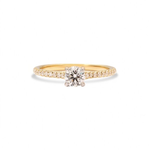 Pierścionek zaręczynowy half eternity złoto two tone 14 K - 0,75 ct brylant - obrazek 2