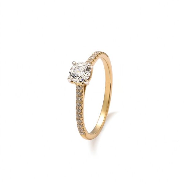 Pierścionek zaręczynowy half eternity złoto two tone 14 K - 0,75 ct brylant - obrazek 3