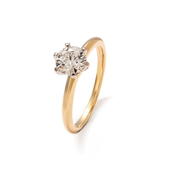 Pierścionek soliter złoto two tone 14 K - 1.00 ct brylant - obrazek 2