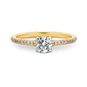 Pierścionek zaręczynowy half eternity złoto two tone 14 K - 0,75 ct brylant