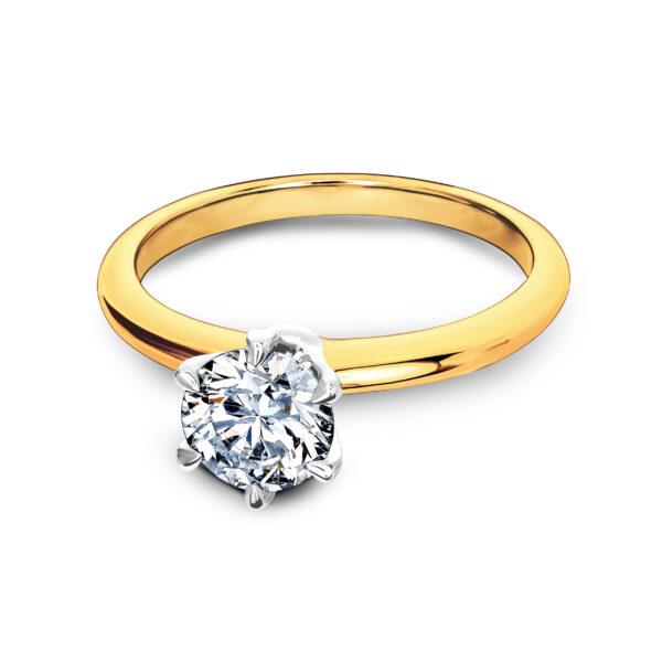 Pierścionek złoto two tone 14 K - 1,00 ct brylant - obrazek 2