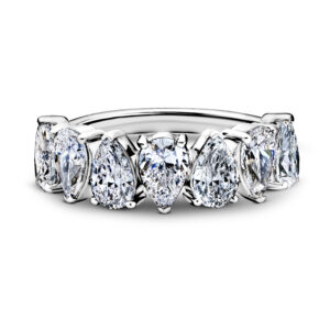 Pierścionek pół-eternity • 7 diamentów pear 2,57 ct • białe złoto 14 K