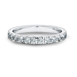 Pierścionek eternity z białego złota 14 K - 16 brylantów 0,61 ct
