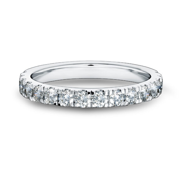 Pierścionek eternity z białego złota 14 K - 16 brylantów 0,61 ct