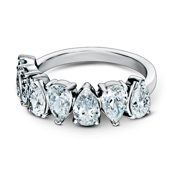 Pierścionek pół-eternity • 7 diamentów pear 2,57 ct • białe złoto 14 K - obrazek 3